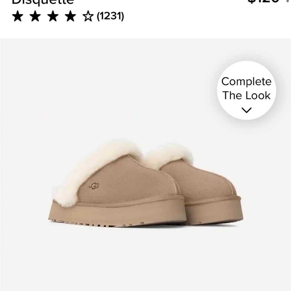 UGG Disquette Plush-Lined Slip-On Slippers in Sand